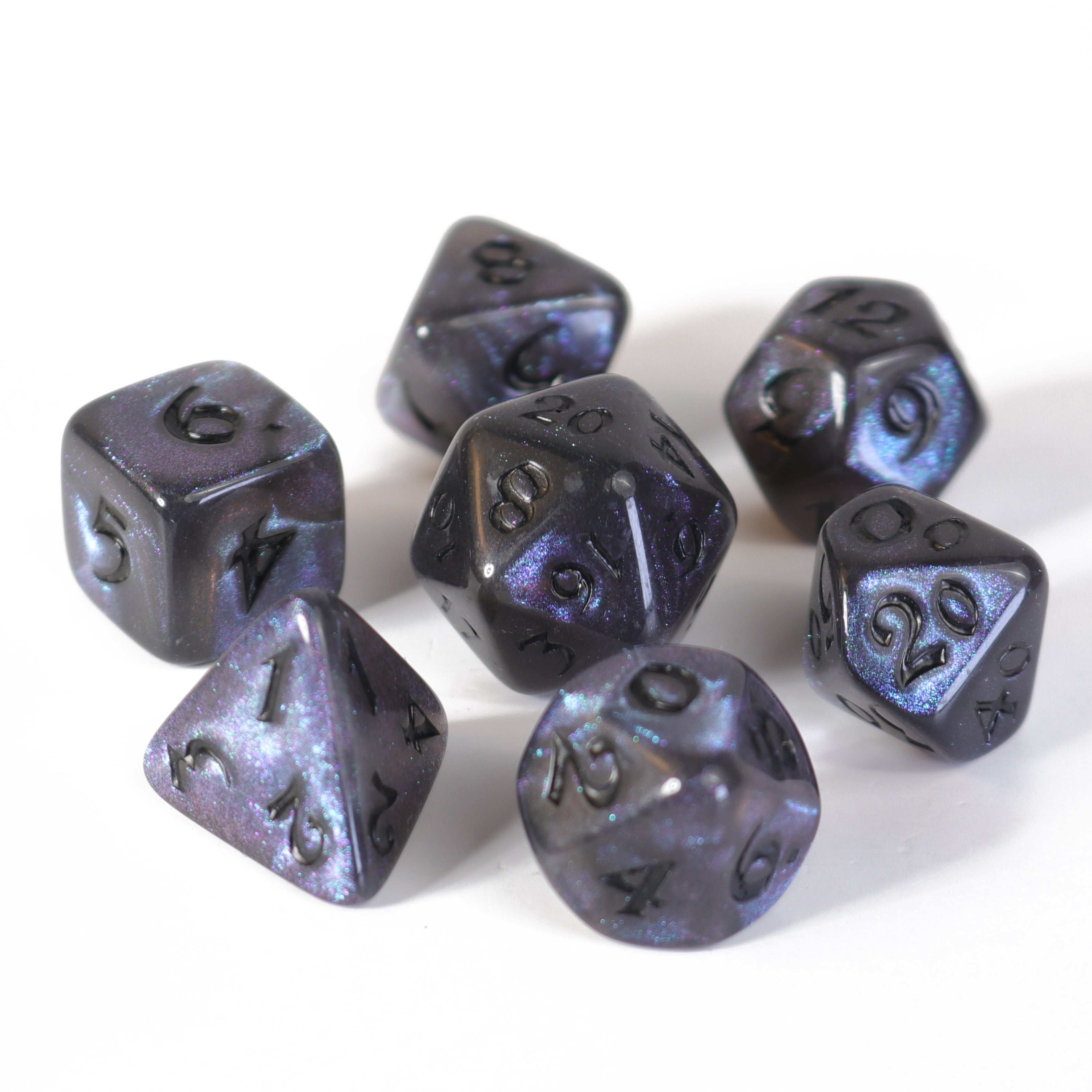 7pc RPG Set - Elessia Kybr - Passion with Black – Die Hard Dice