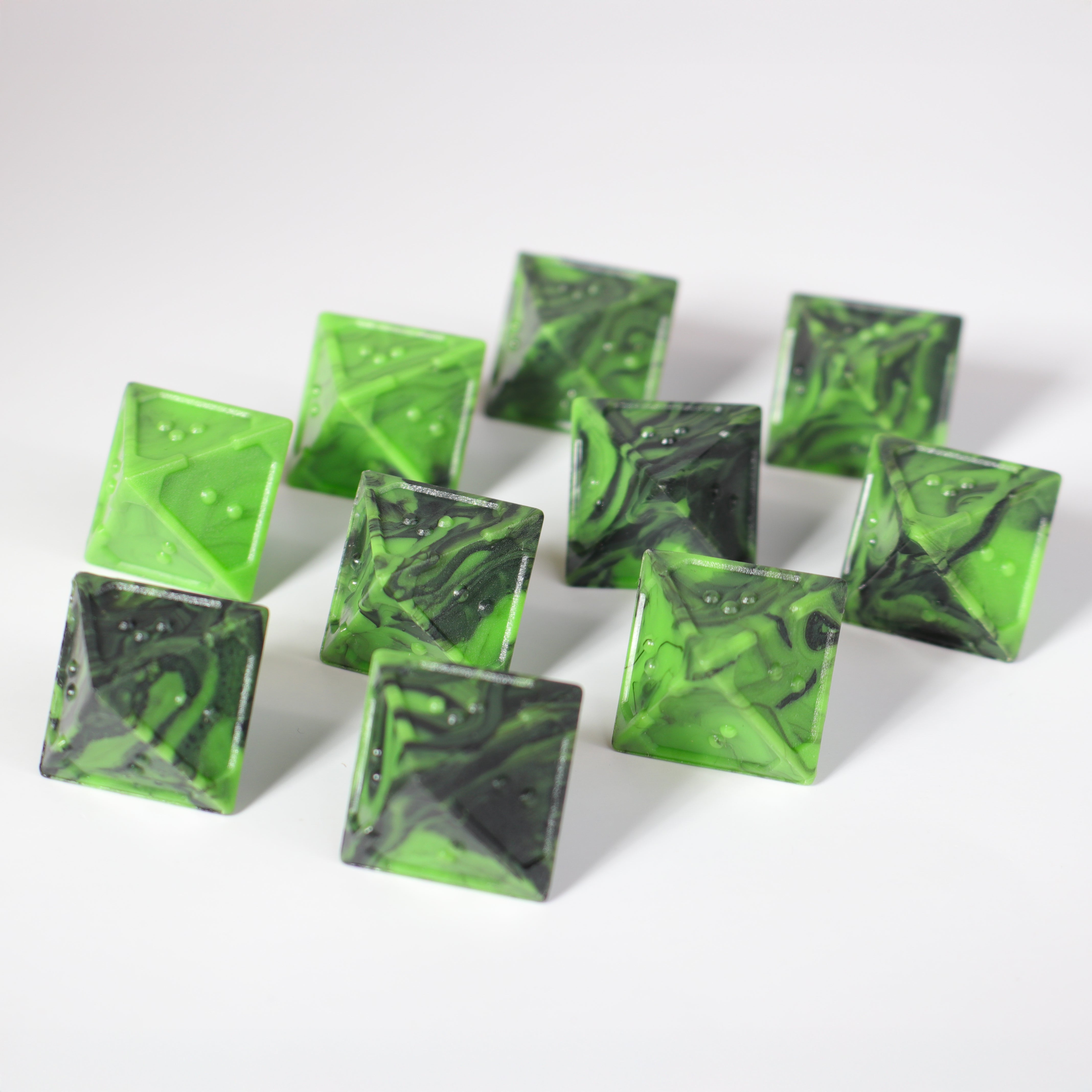 10d8 Set - DOTS Braille Acrylic - Cursed Acid – Die Hard Dice