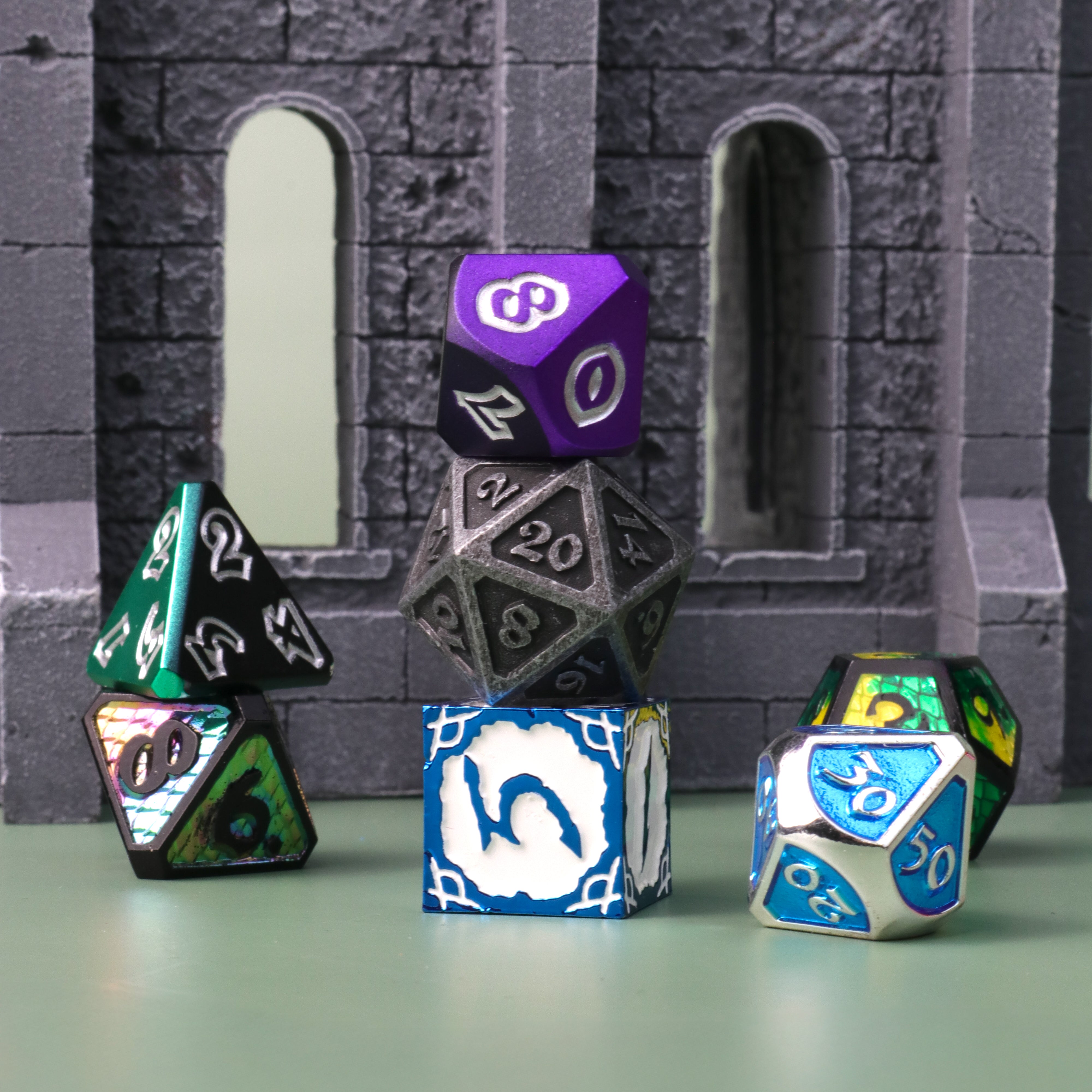 7pc RPG Set - Mixed Metal Misfits Dice – Die Hard Dice
