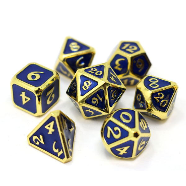 7 Piece RPG Set - Mythica Gold Sapphire by Die Hard Dice