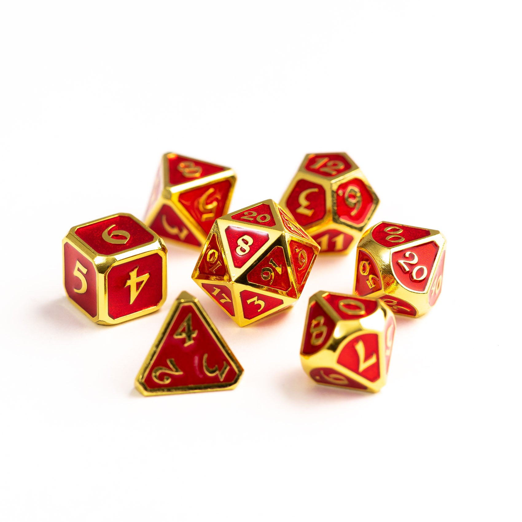 7 Piece RPG Set - Mythica Gold Ruby by Die Hard Dice