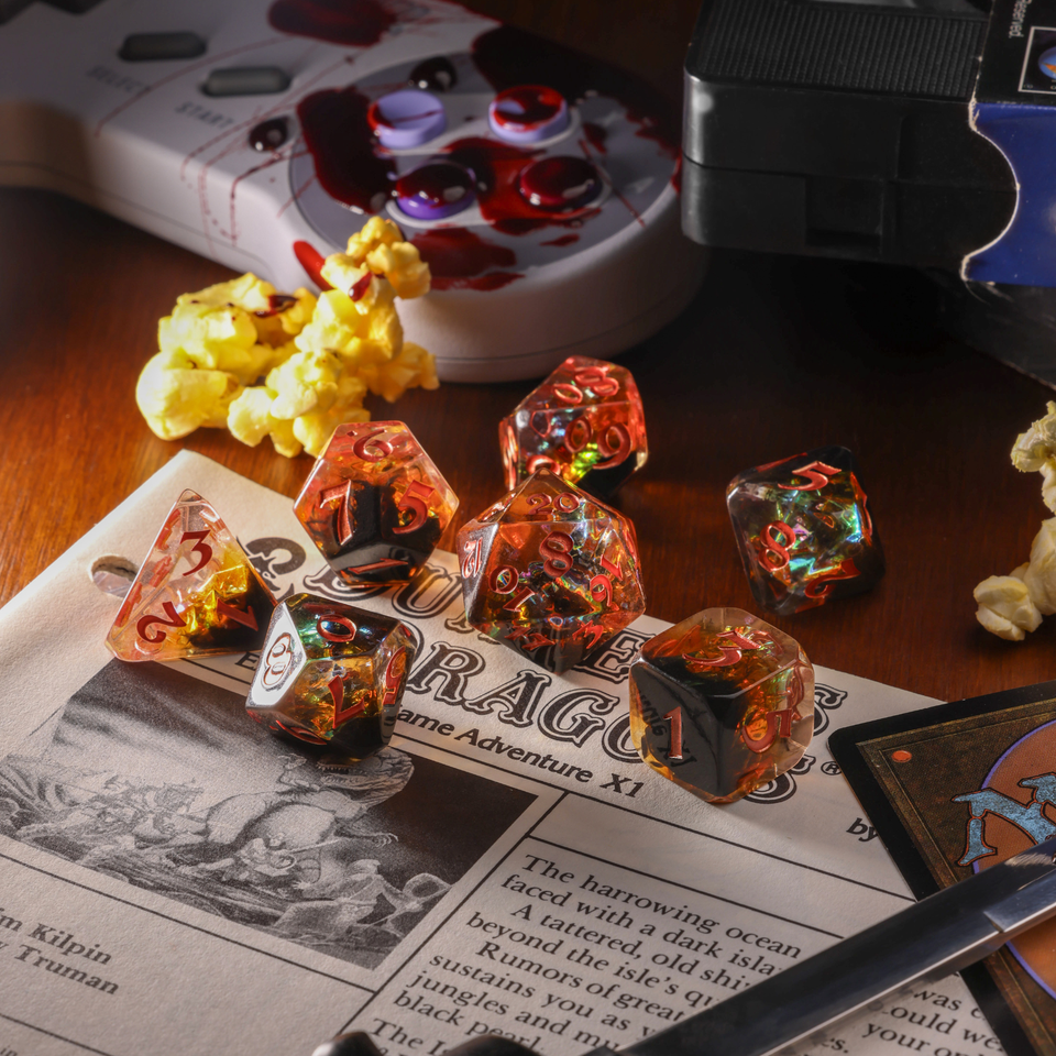 Orange Dark Omens Dice Set 7 pc Polymer
