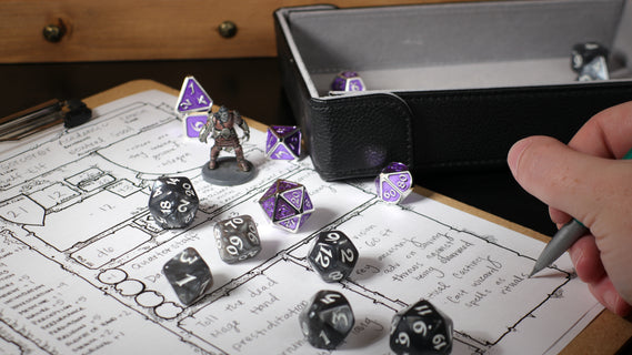 Antique White Poly Dice Set (7) For D&D Dungeons & Dragons Pathfinder - Total Party Kill
