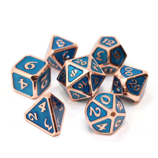 7 Piece RPG Set - Mythica Copper Aquamarine by Die Hard Dice