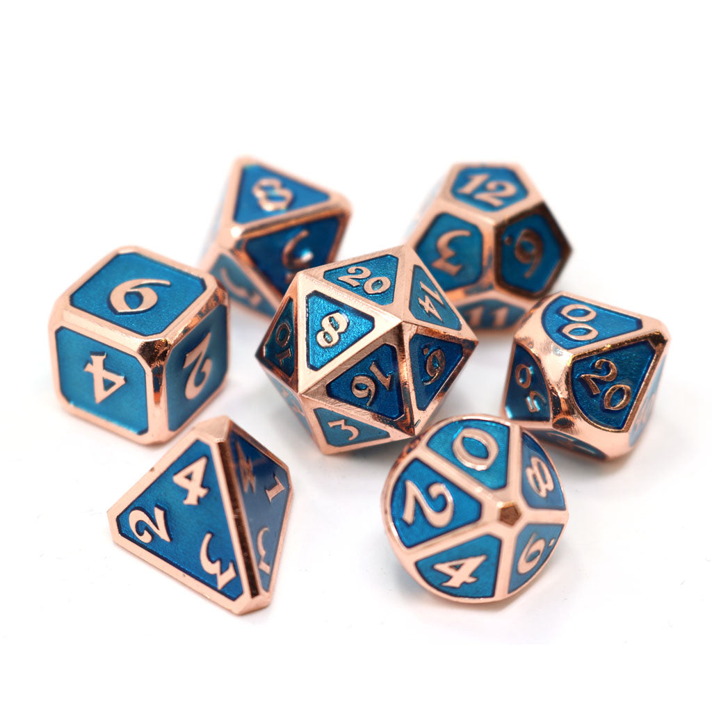 7 Piece RPG Set - Mythica Copper Aquamarine by Die Hard Dice