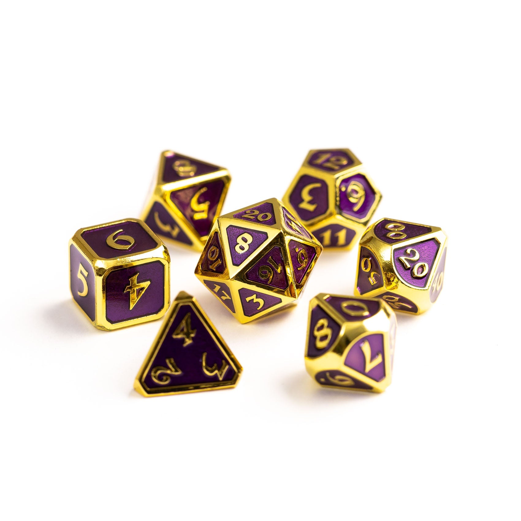 遊戯王 YCS 2025 ダイス 紫　パープル メタル マグネット 7 Piece RPG Set - Mythica Gold Amethyst by Die Hard Dice