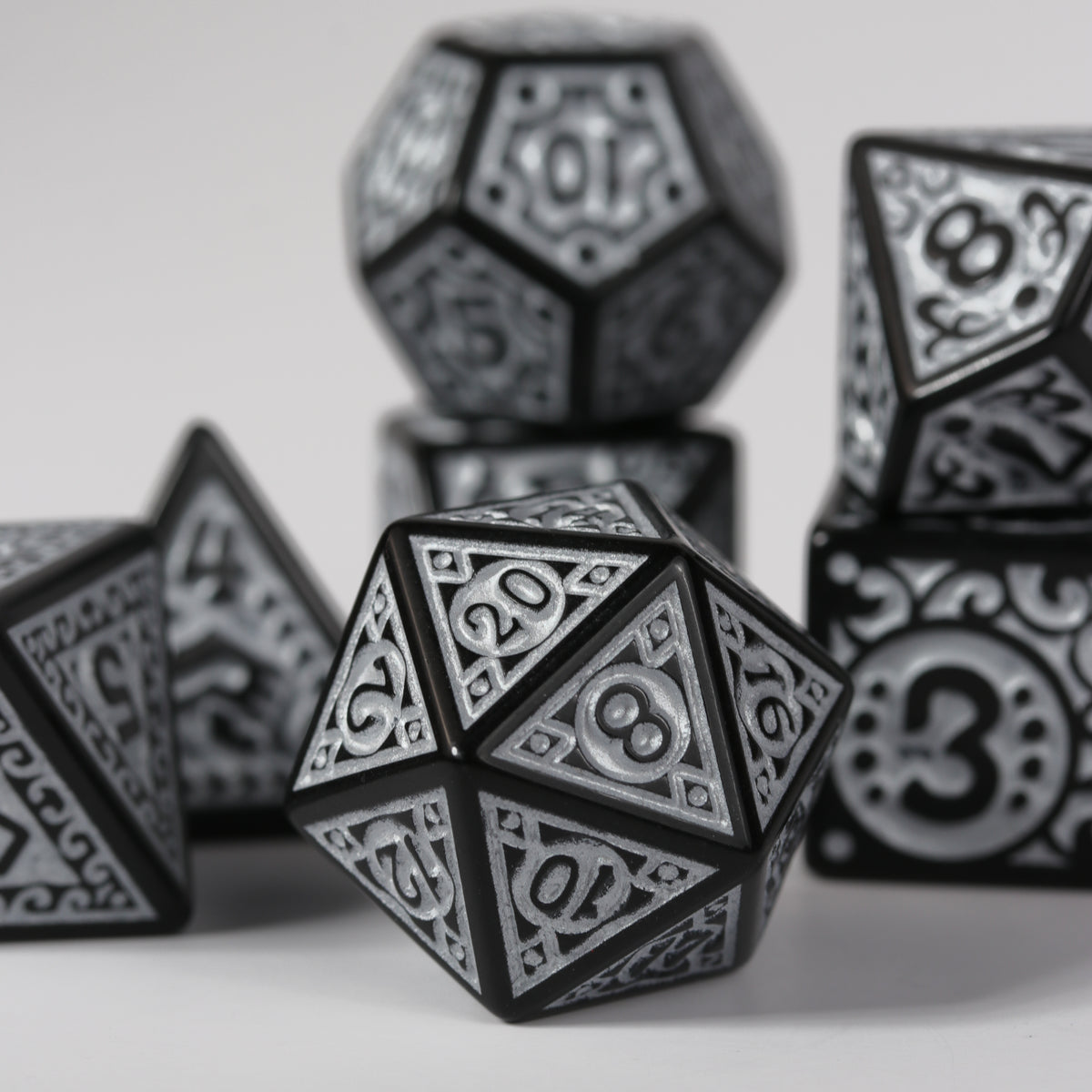 7pc RPG Set - Magic Flame - Silver