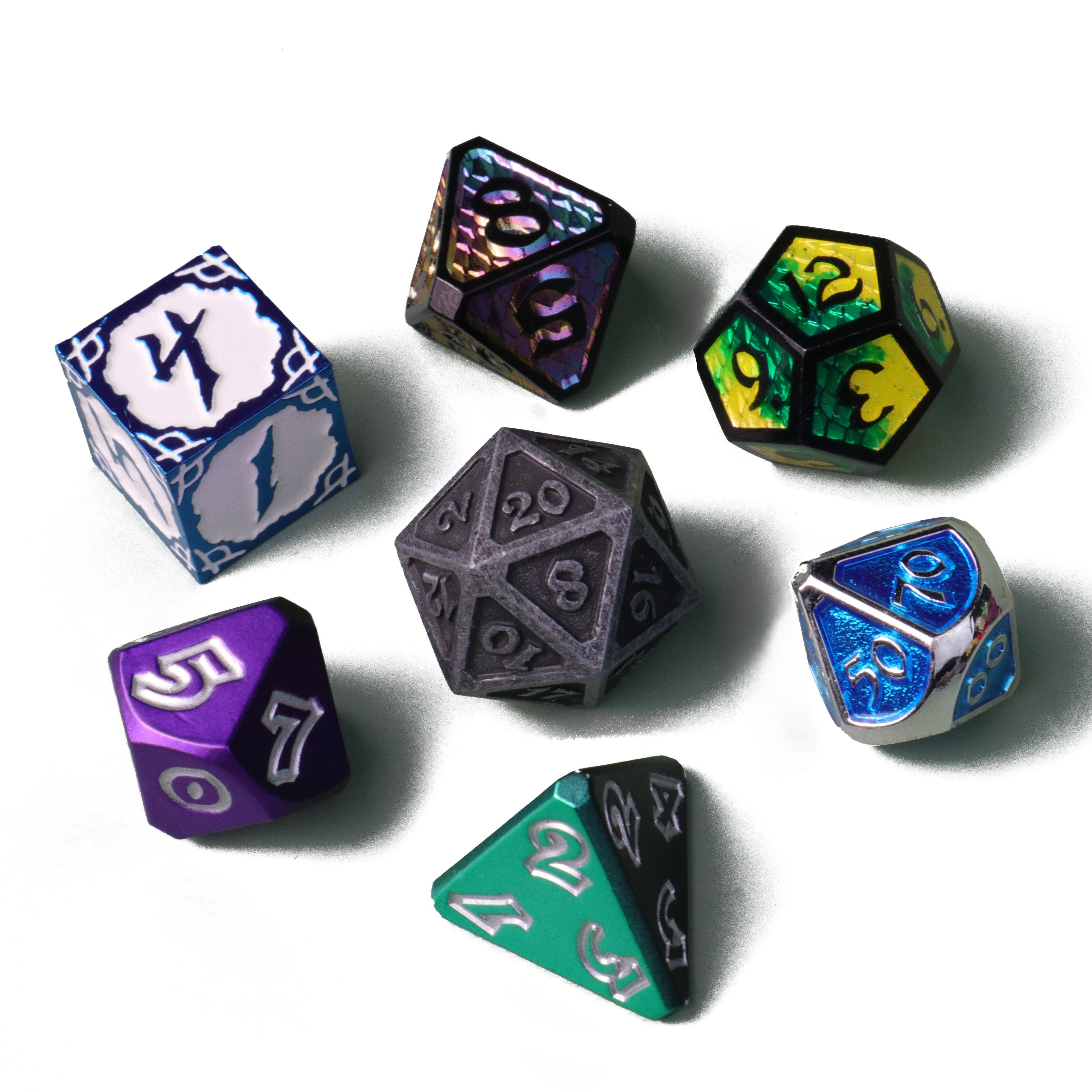7pc RPG Set - Mixed Metal Misfits Dice – Die Hard Dice