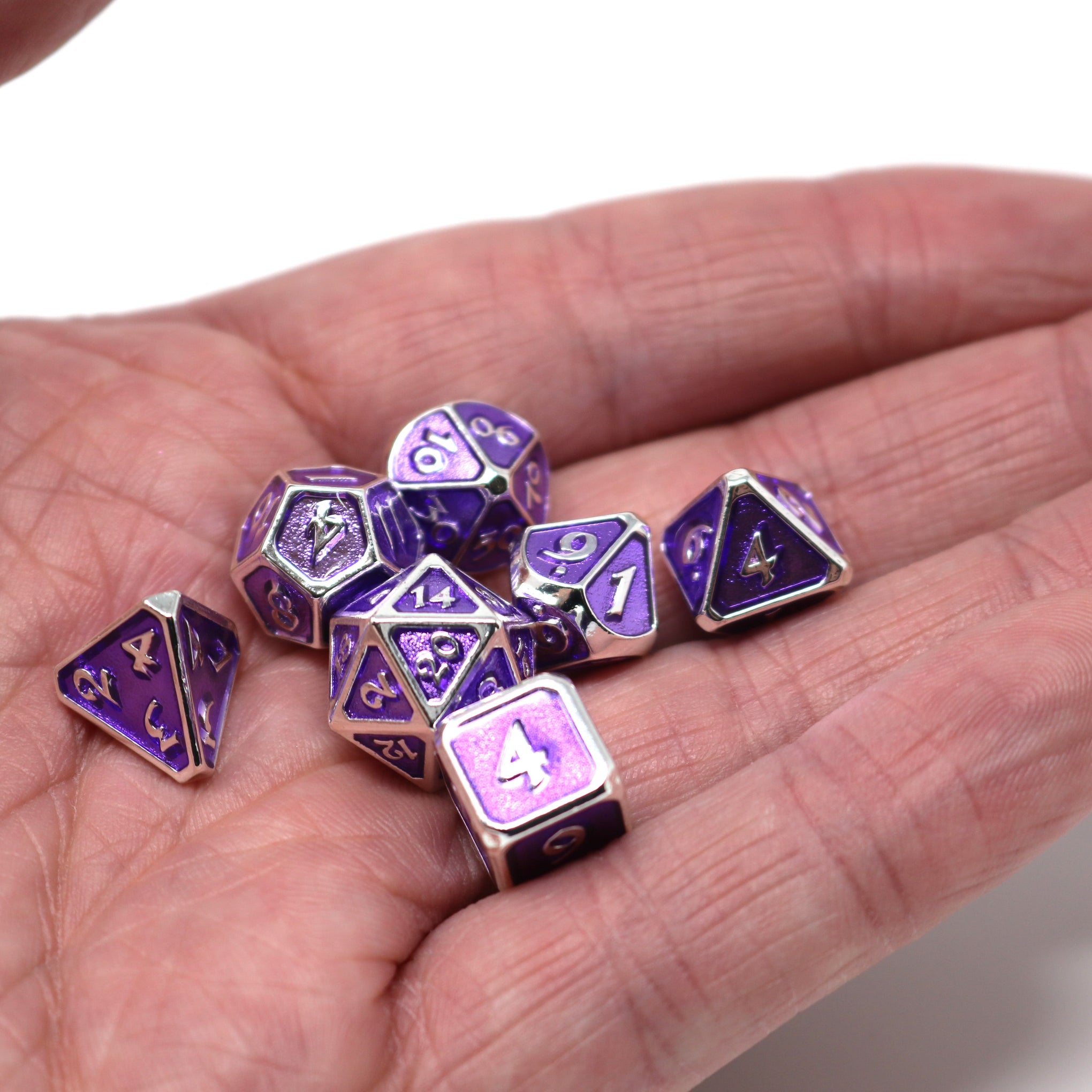 Critlings 7pc Mini RPG Set - Platinum Amethyst – Die Hard Dice