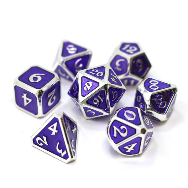 7 Piece RPG Set - Mythica Platinum Amethyst by Die Hard Dice