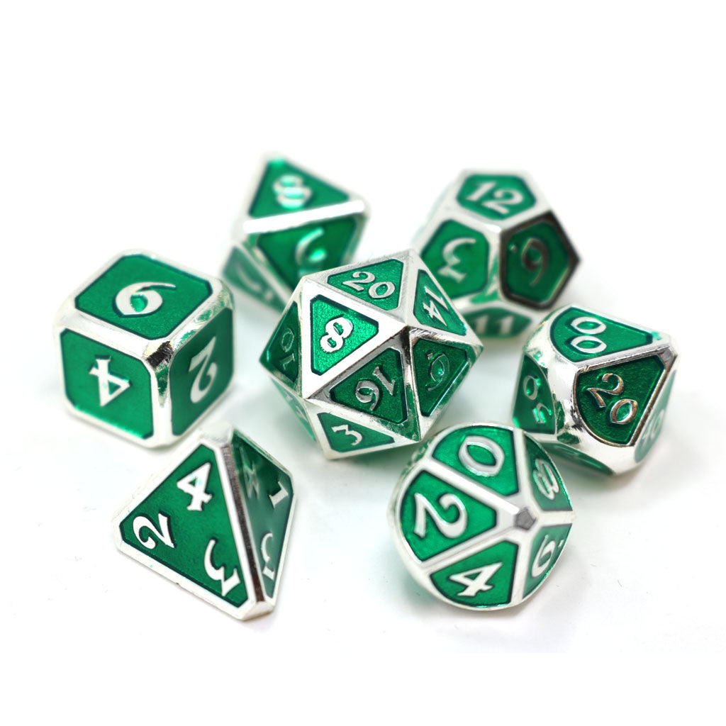 7 Piece RPG Set - Mythica Platinum Emerald by Die Hard Dice