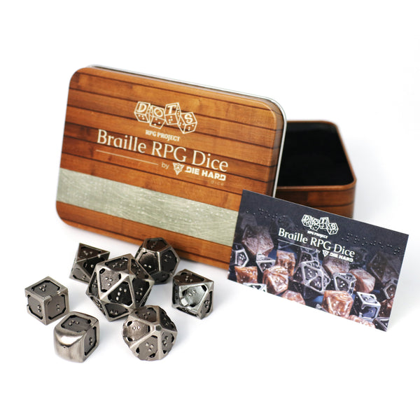 7pc RPG Set - DOTS Braille Hollow Metal