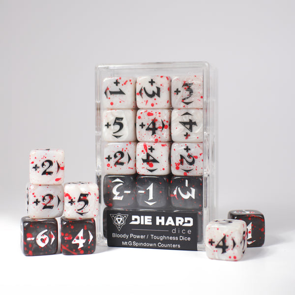 MtG Spindown Counters - Bloody Power / Toughness Dice