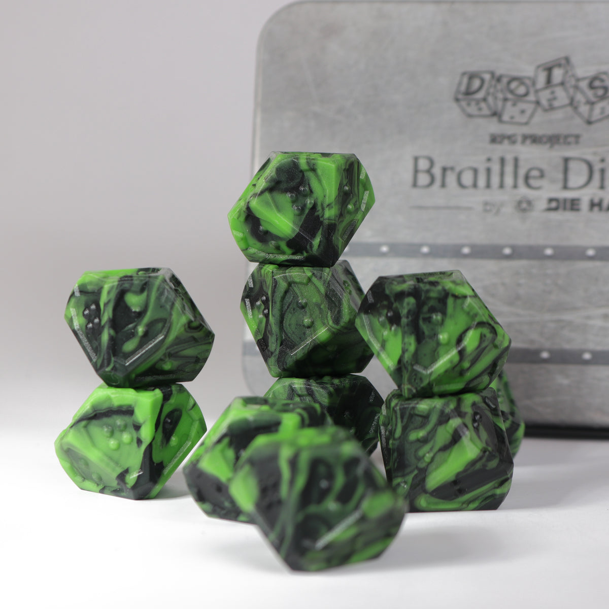 10d10 Set - DOTS Braille Acrylic - Cursed Acid