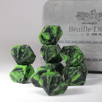 10d10 Set - DOTS Braille Acrylic - Cursed Acid