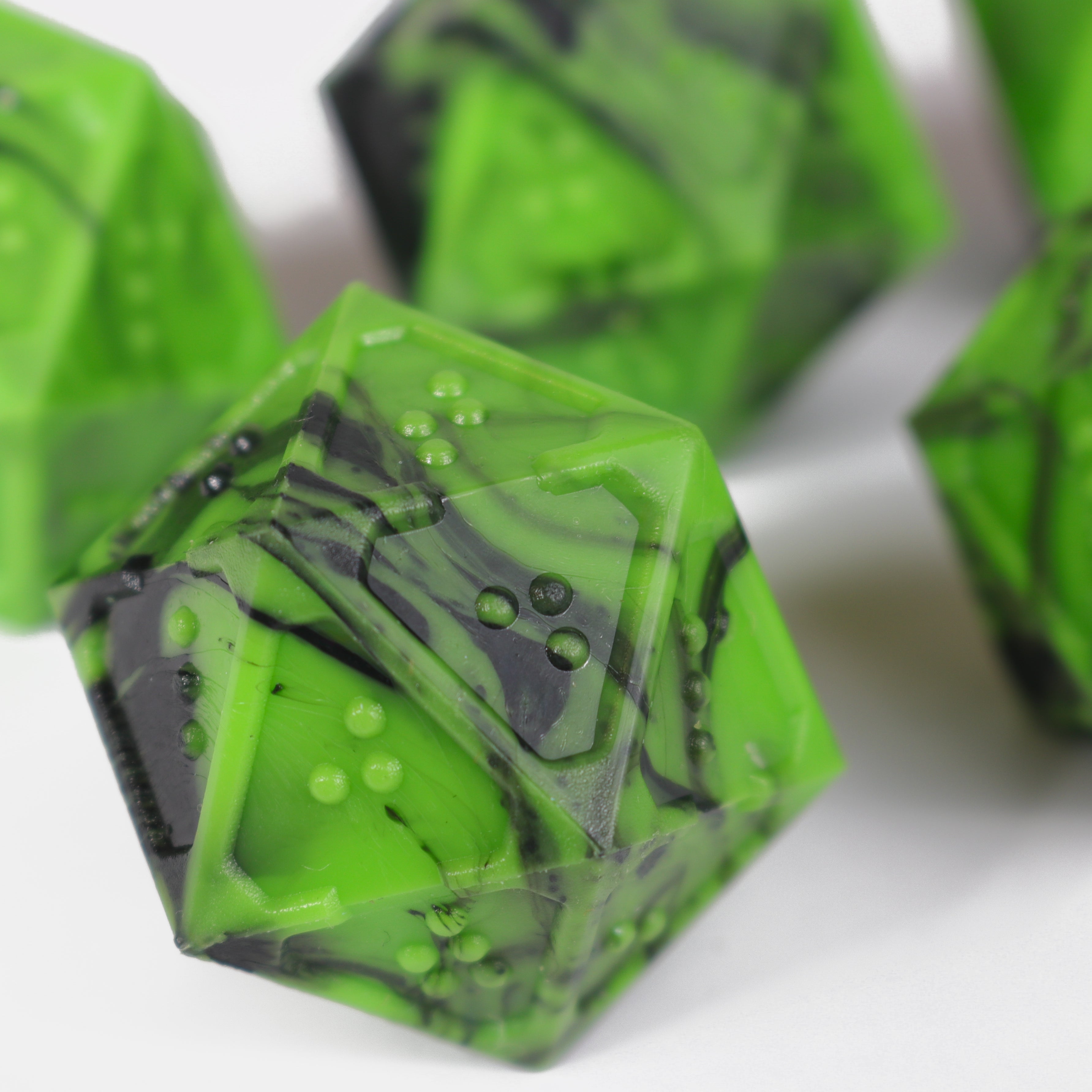 5d20 Set - DOTS Braille Acrylic - Cursed Acid – Die Hard Dice