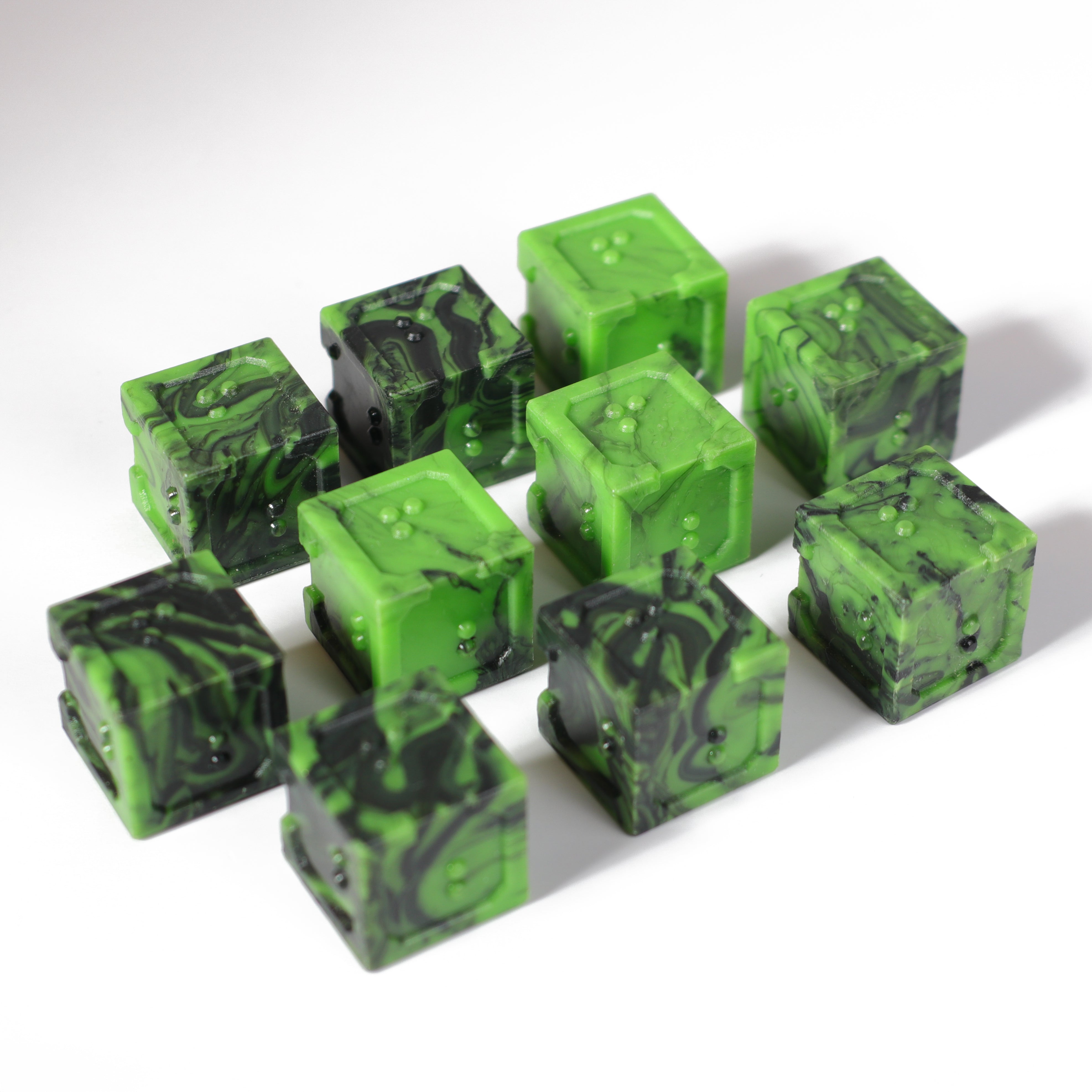 10d6 Set - DOTS Braille Acrylic - Cursed Acid – Die Hard Dice