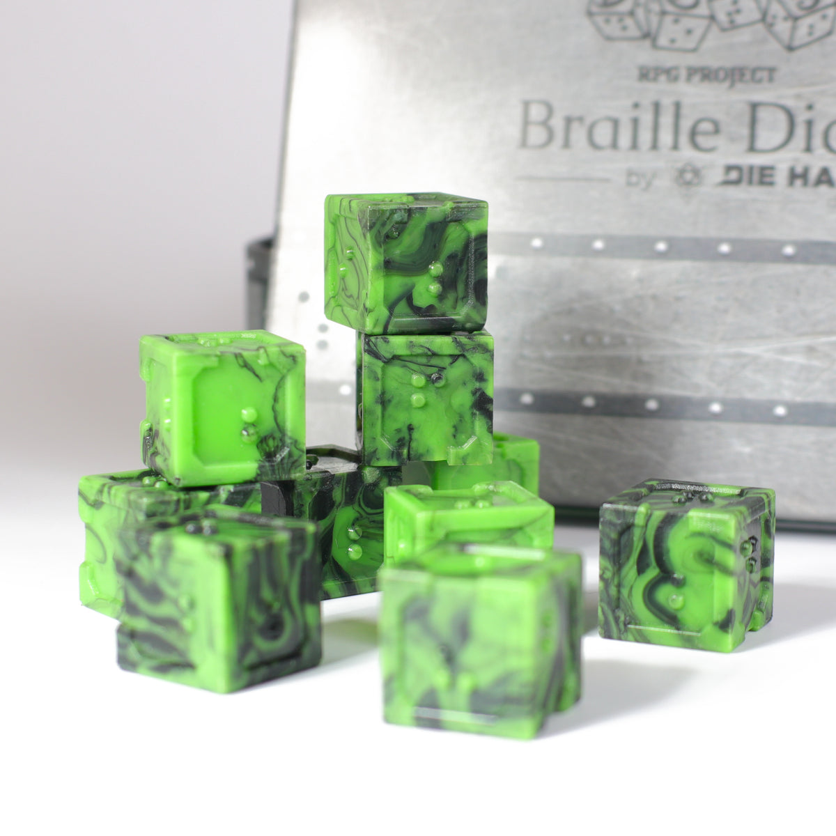 10d6 Set - DOTS Braille Acrylic - Cursed Acid