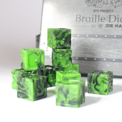 10d6 Set - DOTS Braille Acrylic - Cursed Acid