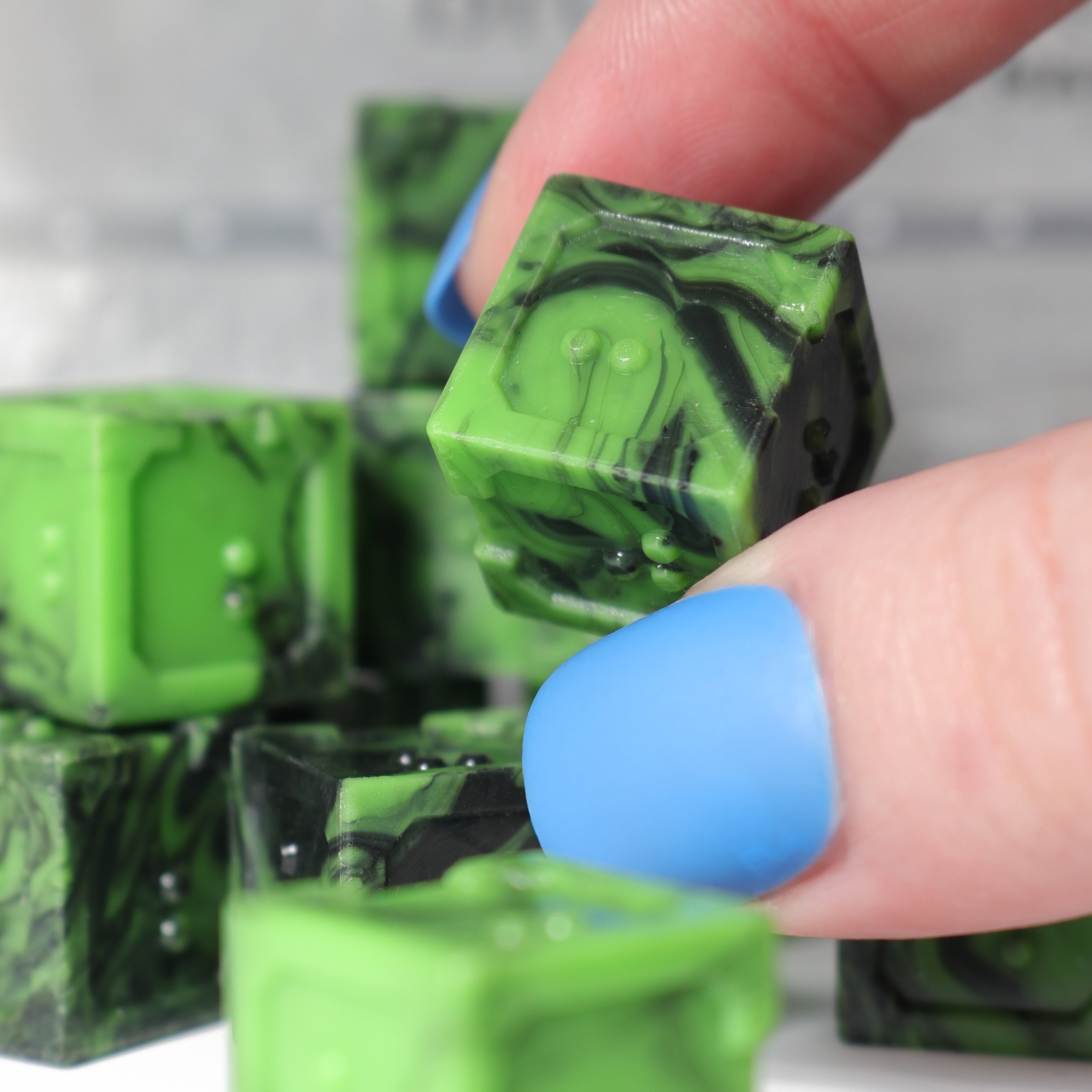 10d6 Set - DOTS Braille Acrylic - Cursed Acid – Die Hard Dice