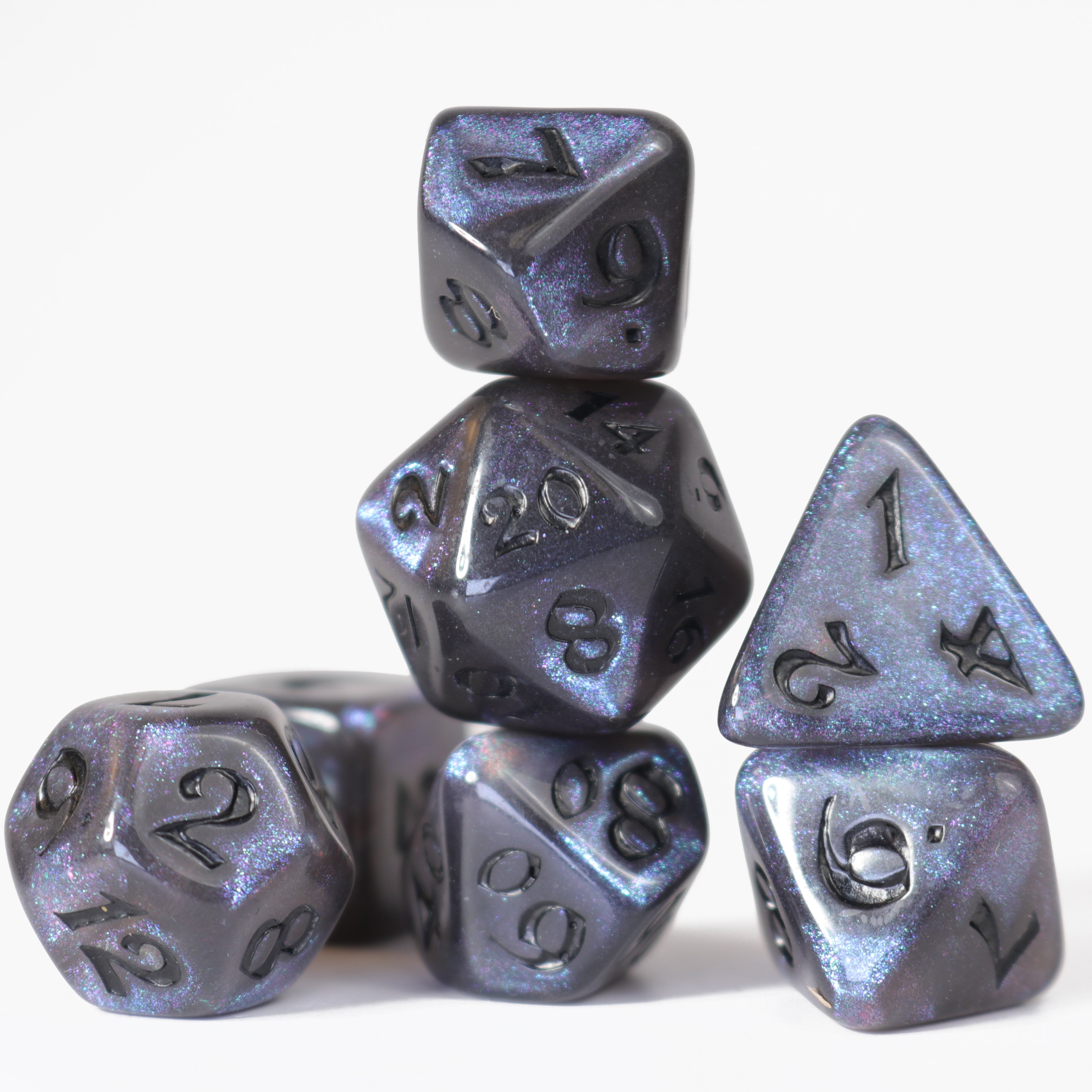 7pc RPG Set - Elessia Kybr - Passion with Black – Die Hard Dice