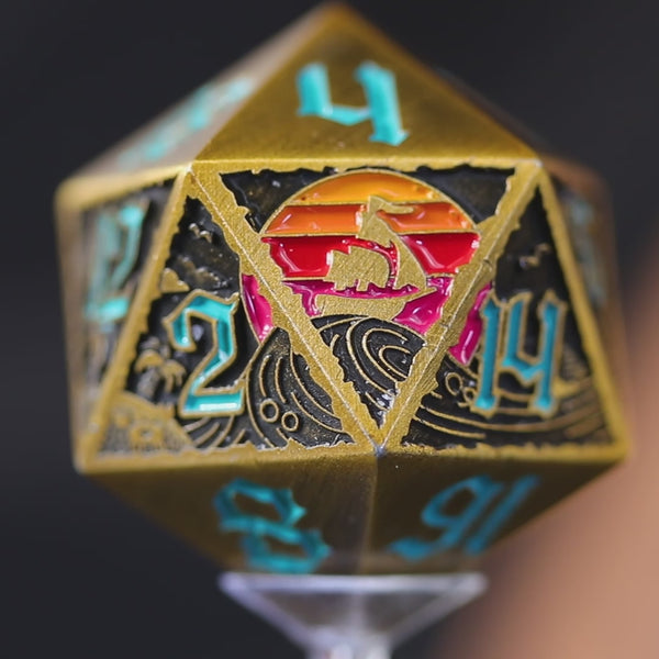 Pirate-themed horizon dire d20 from Die Hard dice! perfect for pirate dnd games! 