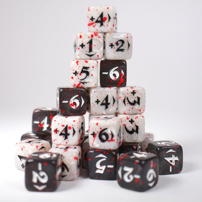 MtG Spindown Counters - Bloody Power / Toughness Dice