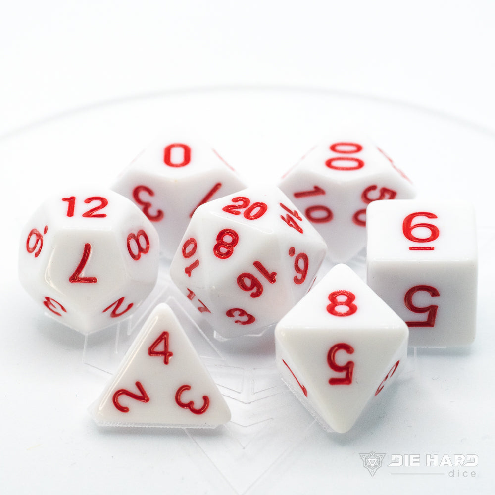 7pc RPG Set - White with Pastel Red