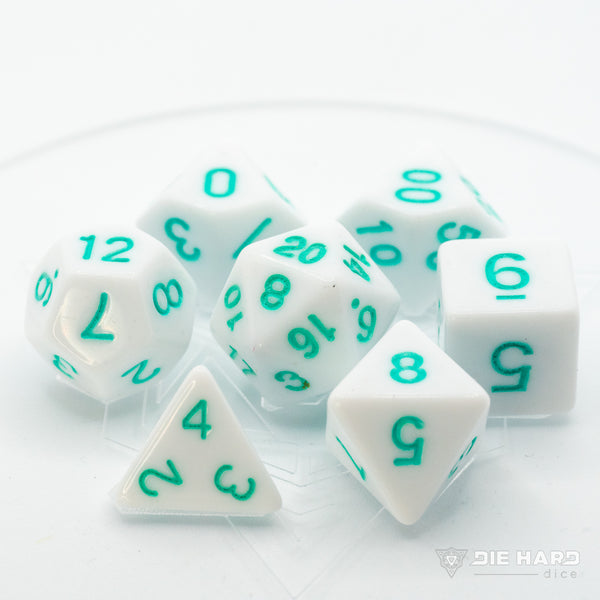 7pc RPG Set - White with Pastel Teal