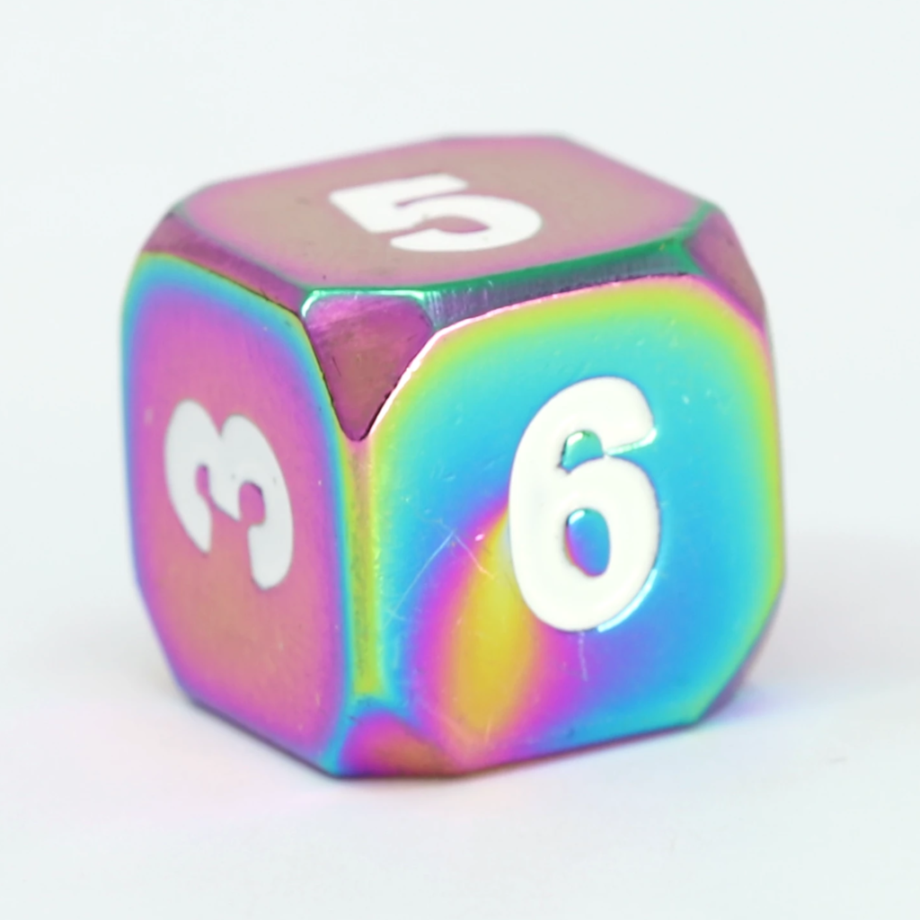 Single d6 - Forge Scorched Rainbow w/ White