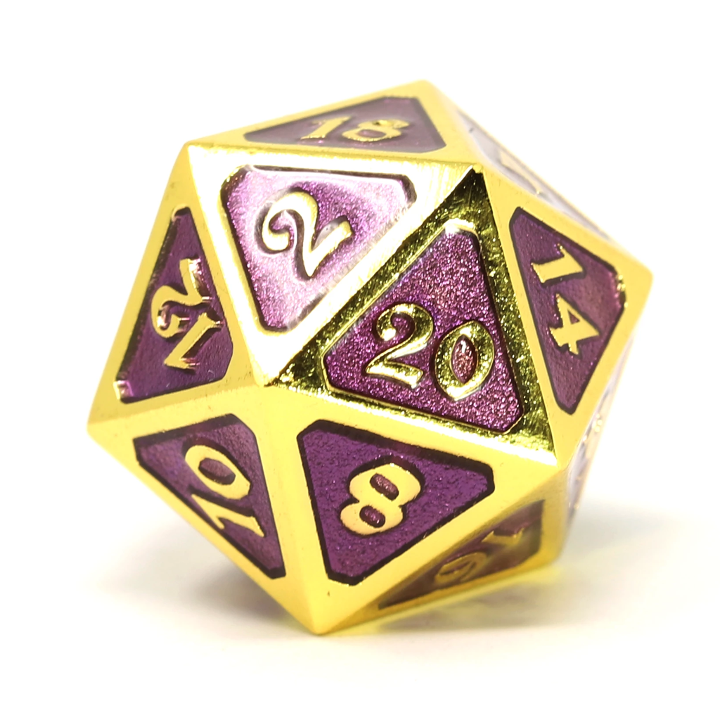 Single d20 - Mythica Gold Amethyst by Die Hard Dice