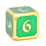 Single d6 - Mythica Satin Gold Emerald by Die Hard Dice