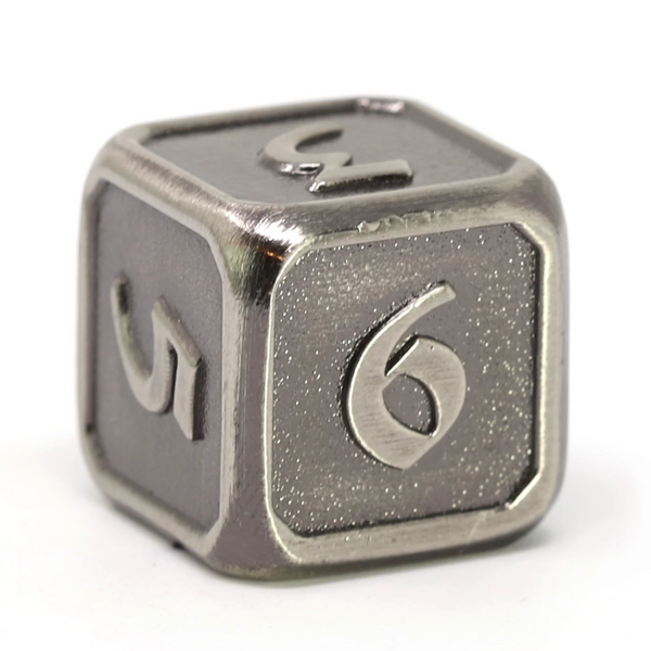 Single d6 - Mythica Battleworn Silver by Die Hard Dice