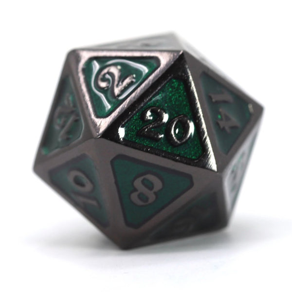 Single d20 - Mythica Sinister Emerald by Die Hard Dice