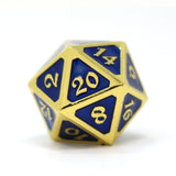 Single d20 - Mythica Gold Sapphire by Die Hard Dice