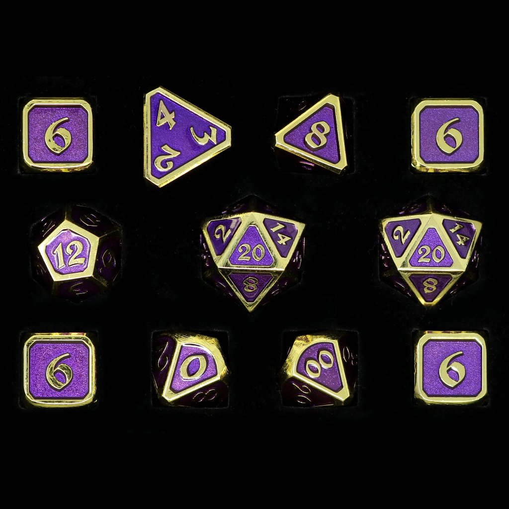 11 Piece RPG Set - Mythica Gold Amethyst by Die Hard Dice