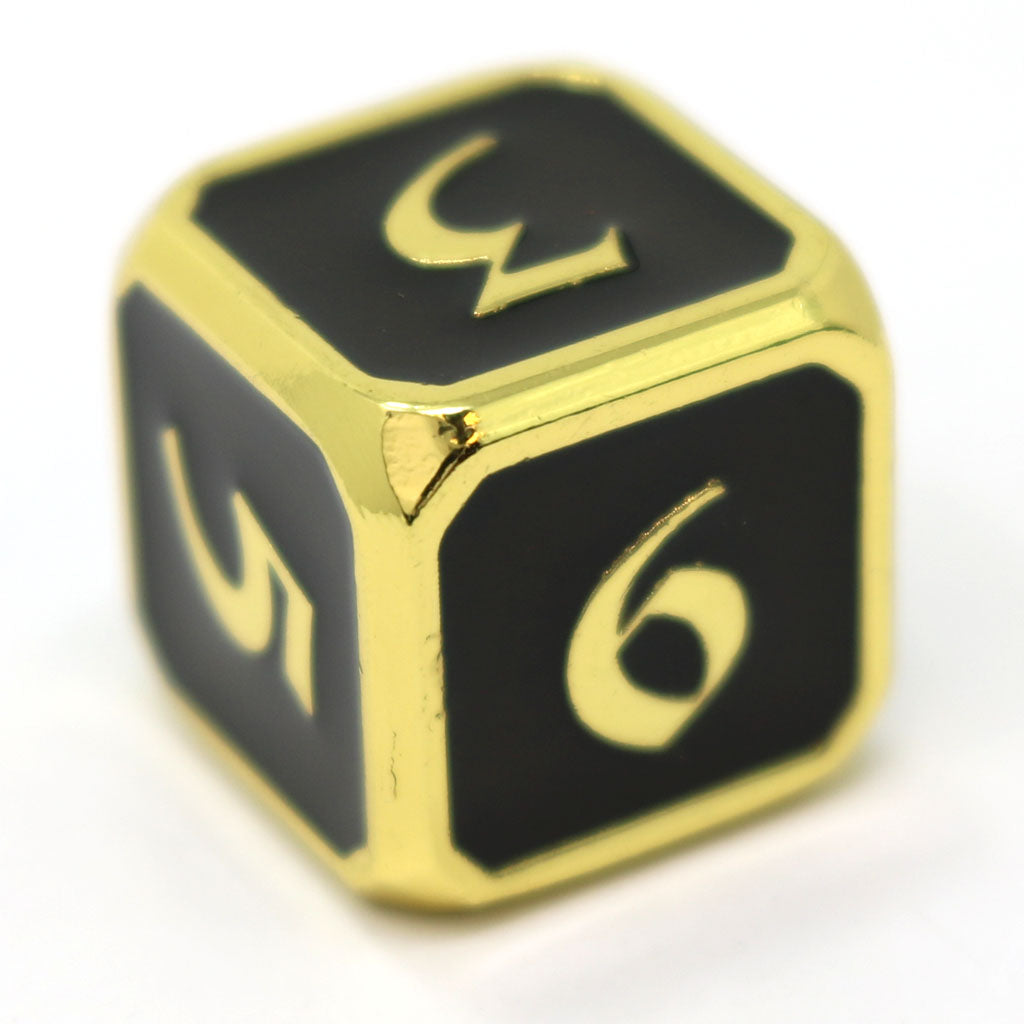 Single d6 - Mythica Gold Onyx by Die Hard Dice