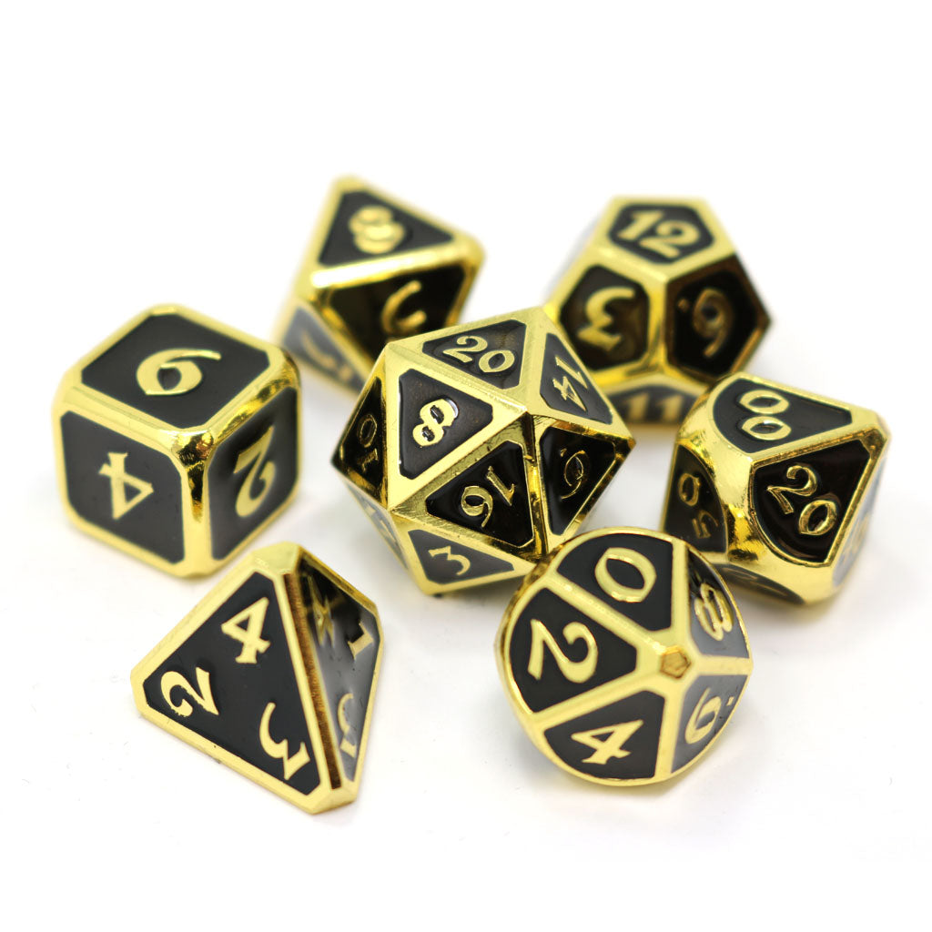 7 Piece RPG Set - Mythica Gold Onyx by Die Hard Dice