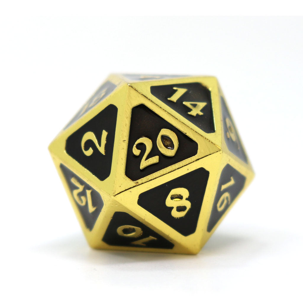 Single d20 - Mythica Gold Onyx by Die Hard Dice