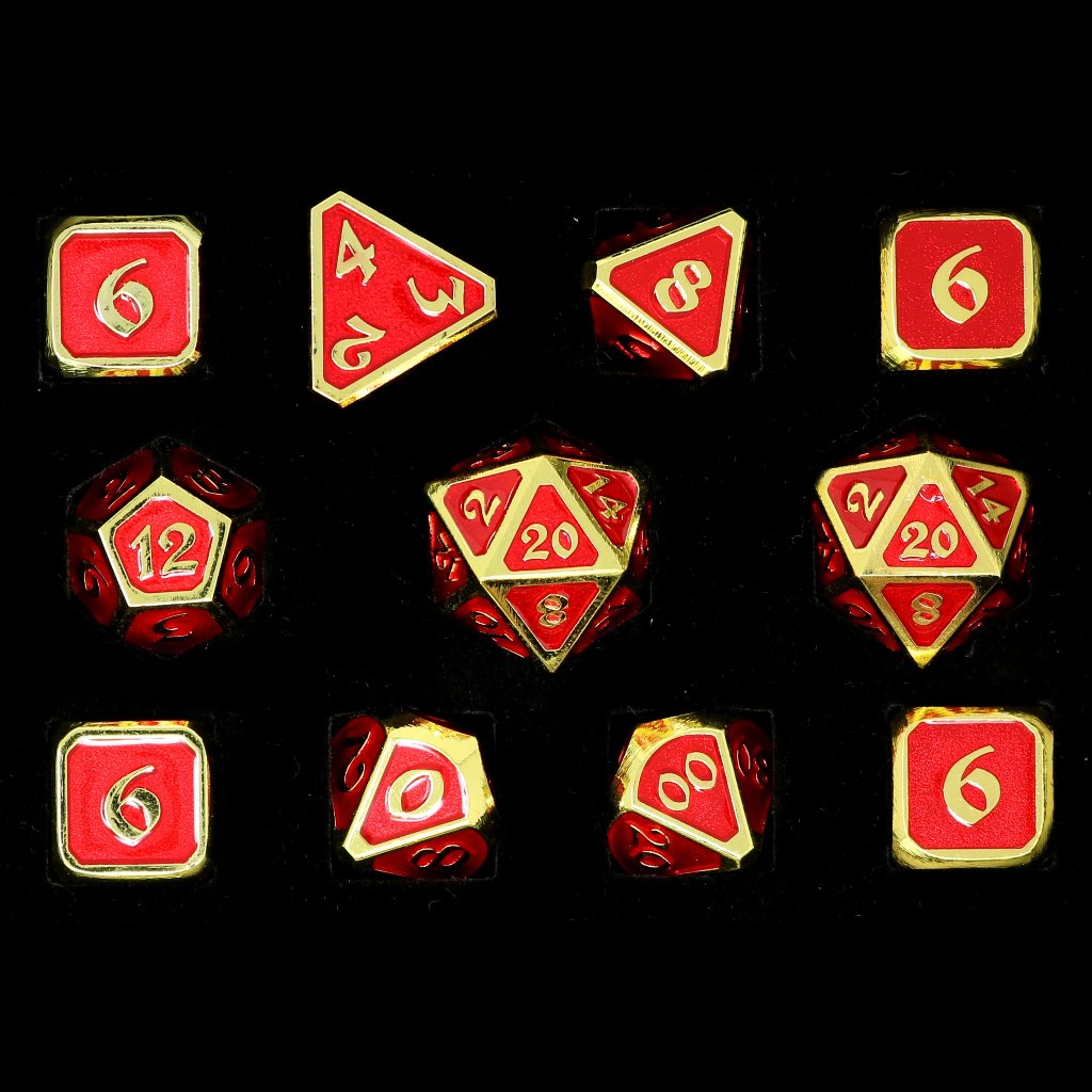 11 Piece RPG Set - Mythica Gold Ruby by Die Hard Dice
