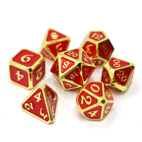 7 Piece RPG Set - Mythica Gold Ruby by Die Hard Dice