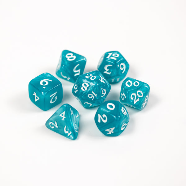 7-teiliges RPG-Set – Elessia Essentials – Blaugrün mit Weiß