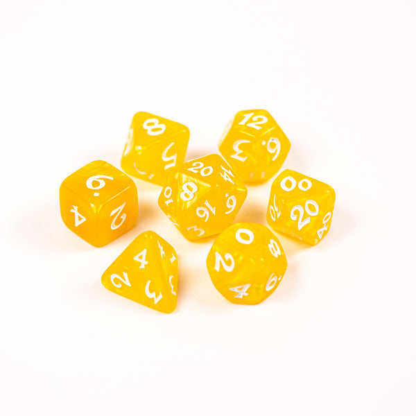 7-teiliges RPG-Set – Elessia Essentials – Gelb mit Weiß