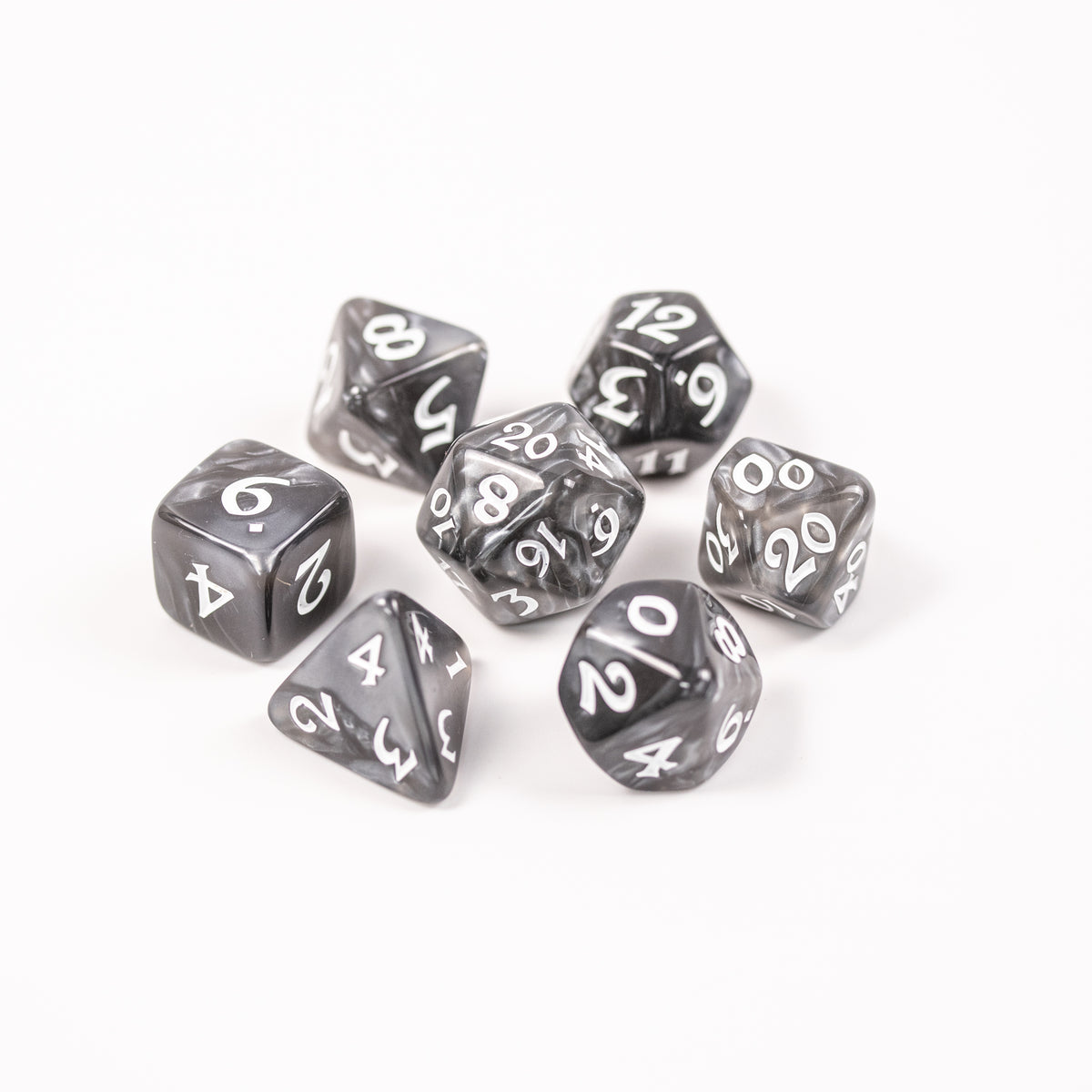7-teiliges RPG-Set – Elessia Essentials – Grau mit Weiß