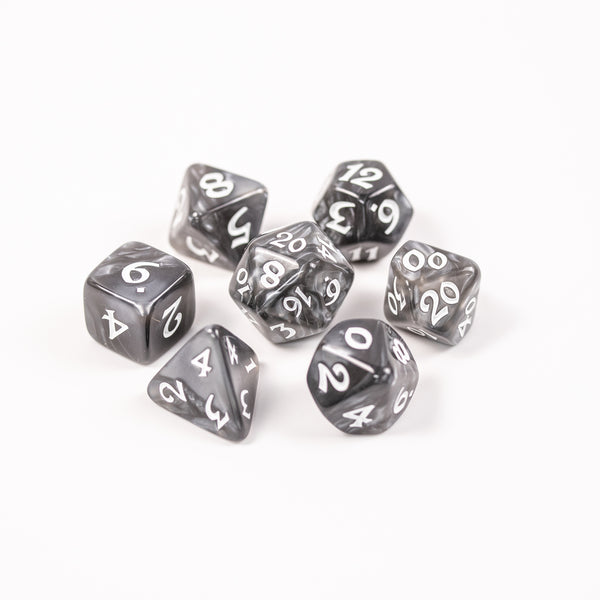 7-teiliges RPG-Set – Elessia Essentials – Grau mit Weiß