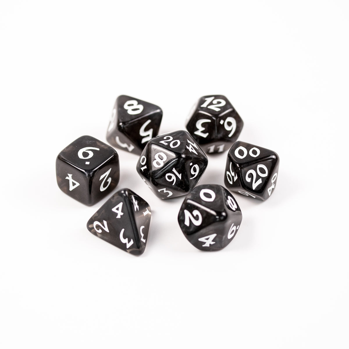 7-teiliges RPG-Set – Elessia Essentials – Schwarz mit Weiß