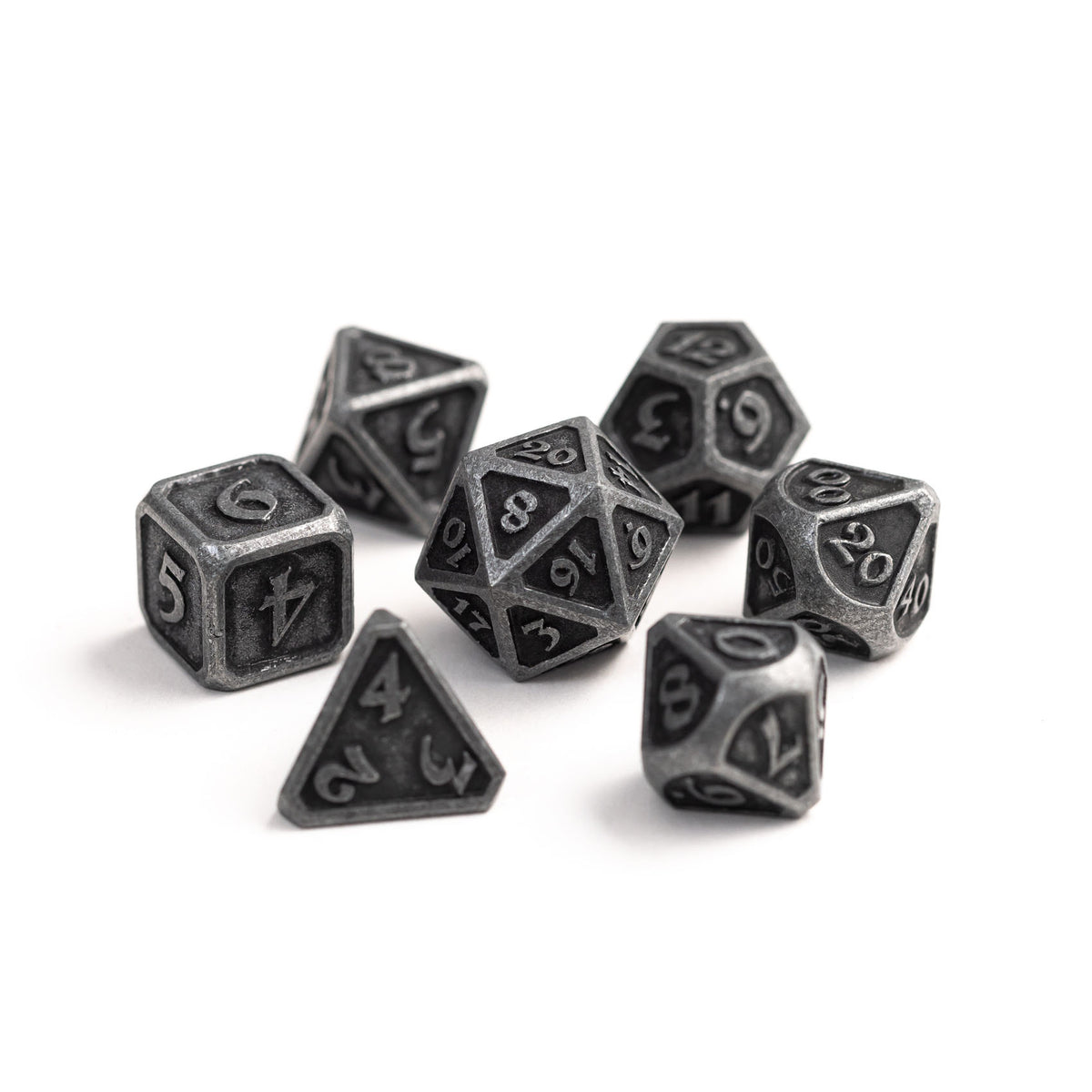 Metal Dice Set - Mythica Dark Iron from Die Hard Dice - mysterious and deep as a moonlit cemetery