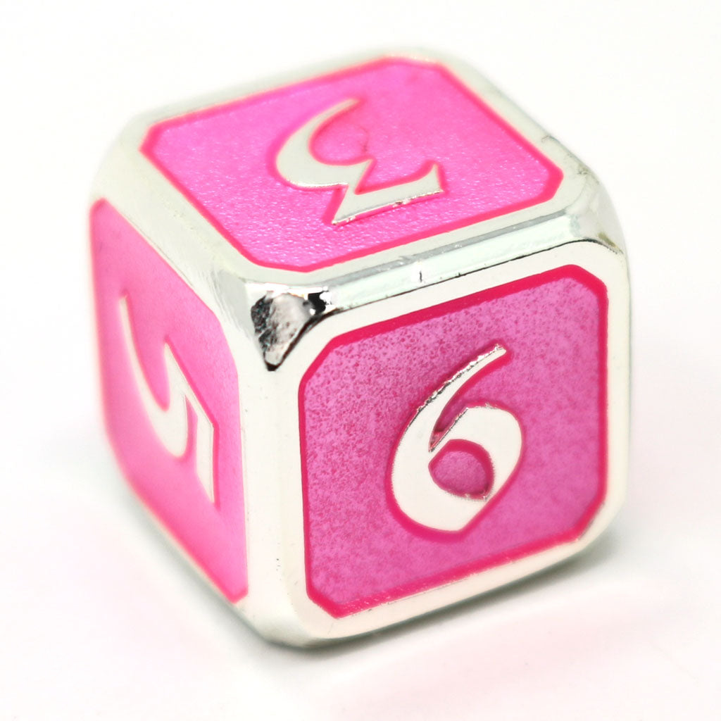 Single d6 - Mythica Platinum Pink Sapphire by Die Hard Dice