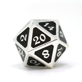 Single d20 - Mythica Platinum Onyx by Die Hard Dice
