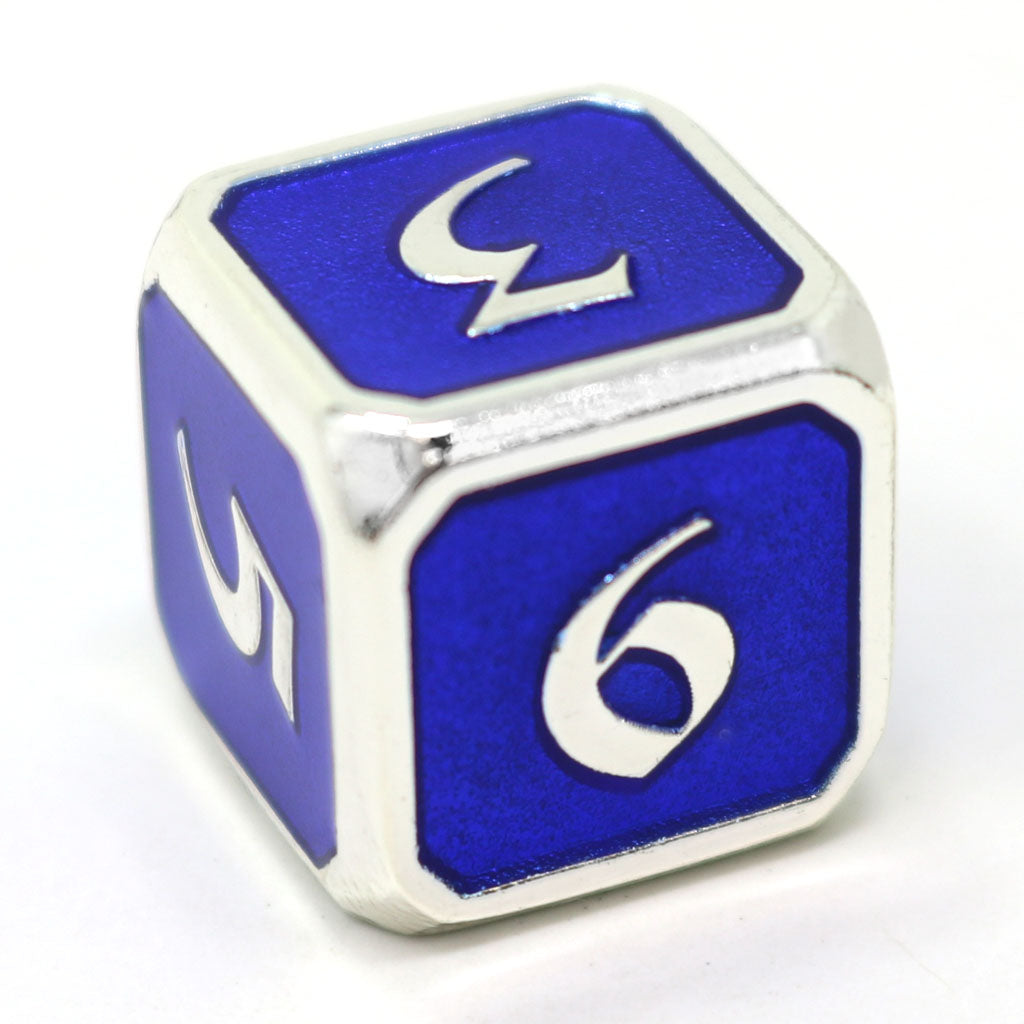 Single d6 - Mythica Platinum Sapphire by Die Hard Dice